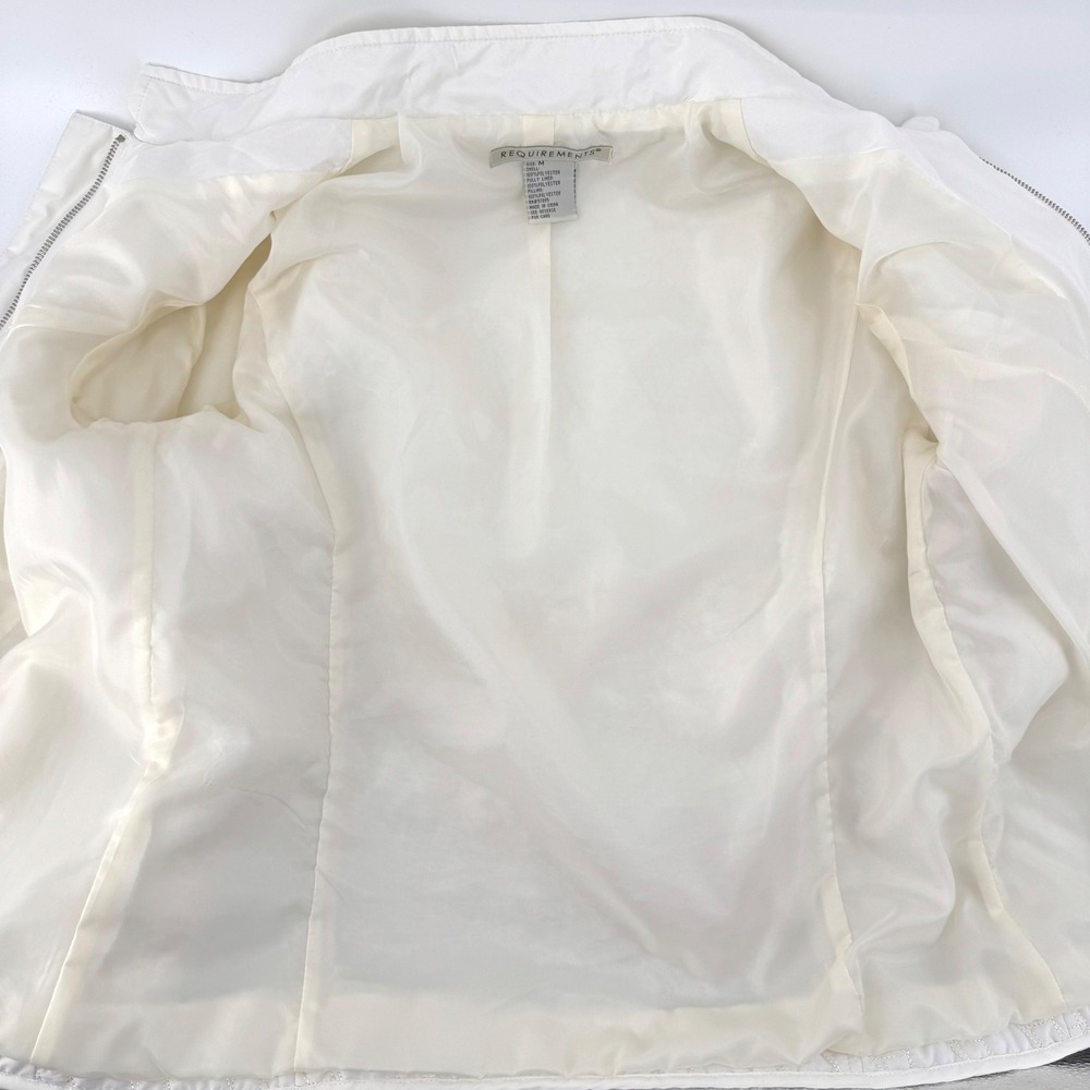 REQUIREMENTS Quilted Jacket Vanilla Cream Ivory Button Front Collar Medium - Picture 5 of 9